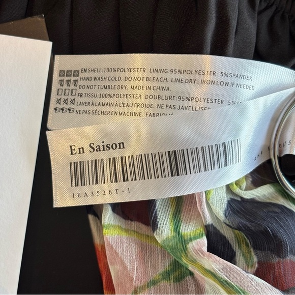 NWT En Saison Eden Chiffon Tank Top Blk Multicolor Floral Adjustable Tied Blouse - Picture 8 of 8